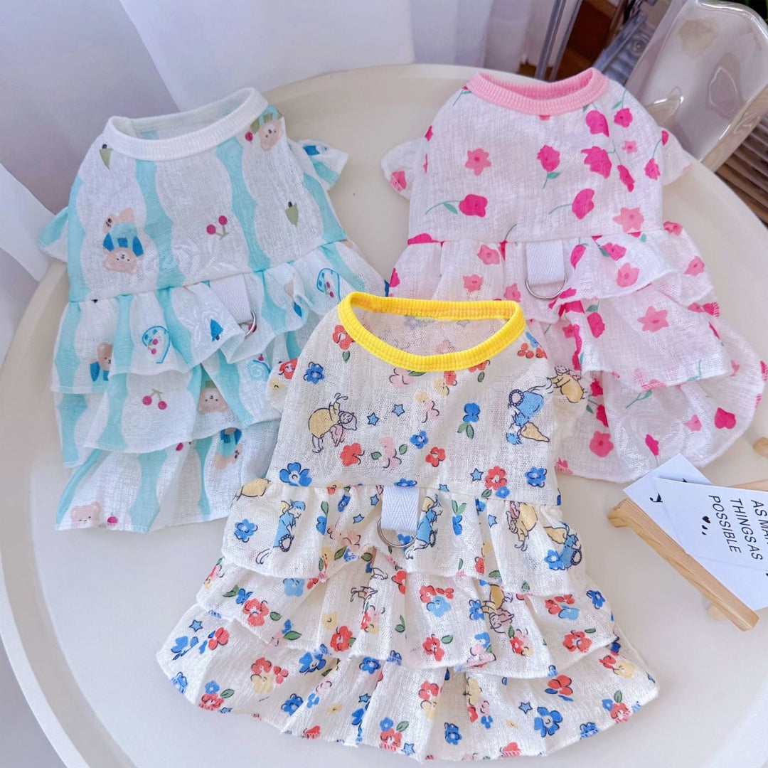 Personalized Cute Floral Ruffle Dog Dress
