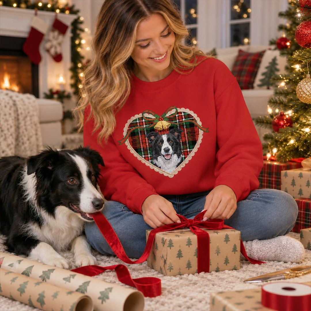 Custom Locket Heart Pet Portrait Christmas Sweatshirt