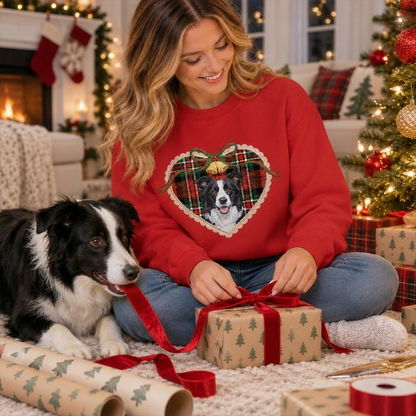 Custom Locket Heart Pet Portrait Christmas Sweatshirt