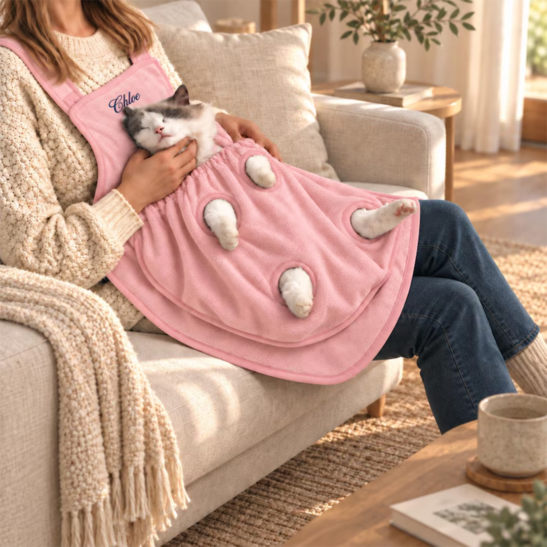 Puptailor Personalized Cat Cuddle Apron-Wearable Lap Protector For Brushing, Grooming And Nail Trimming