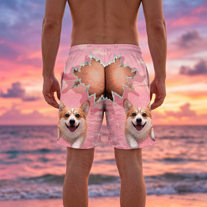 Personalized Men's Custom Dog-Face Swim Trunks