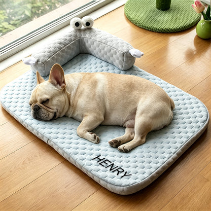 Personalized Summer Cooling Pet Bed with Neck Support Pillow