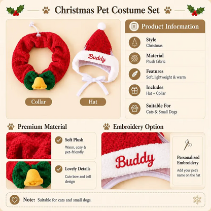 Personalized Christmas Pet Collars & Hats