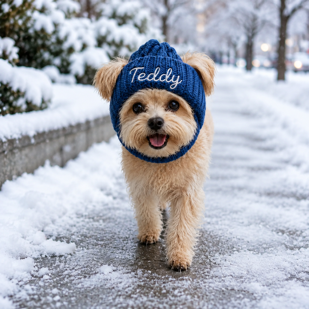 Personalized Embroidered Dog Beanie with Ear Holes