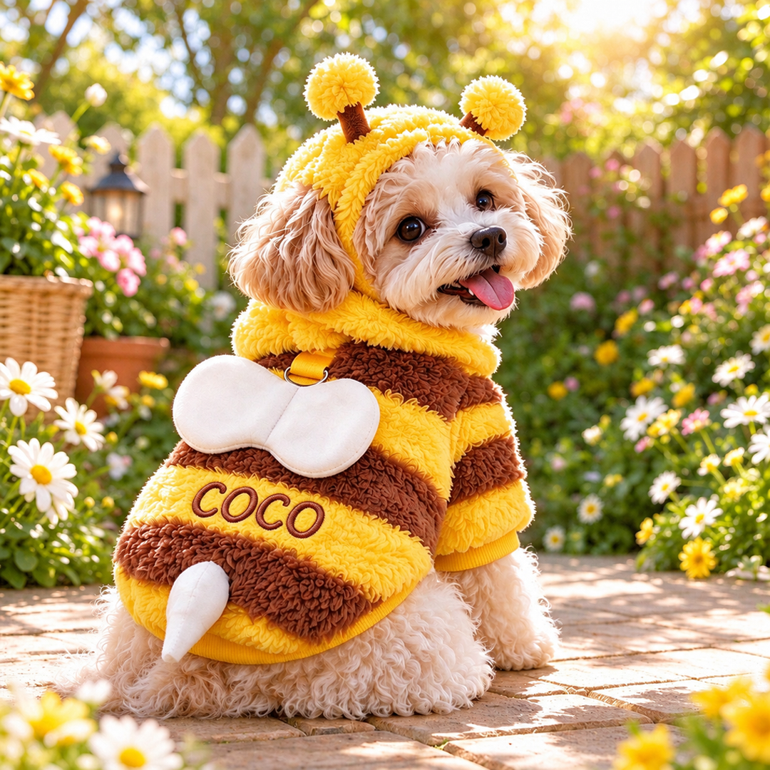 Personalized Bee Dog Costume with Leash Hole