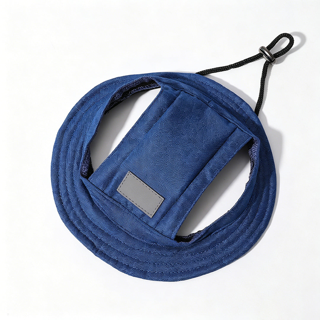 Personalized Custom Ear-Hole, Sun-Protective, Linen-Look Denim-Style Sun Hat for Dogs