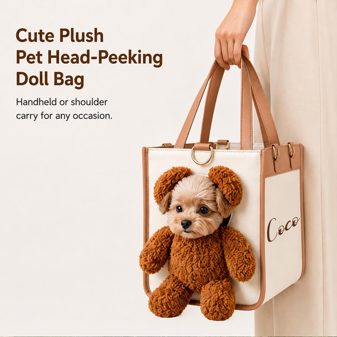 Personalized Cute Plush Pet Head-Peeking Doll Bag