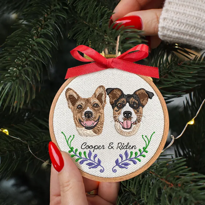 Custom Two-Pet Realistic Portrait Ornament