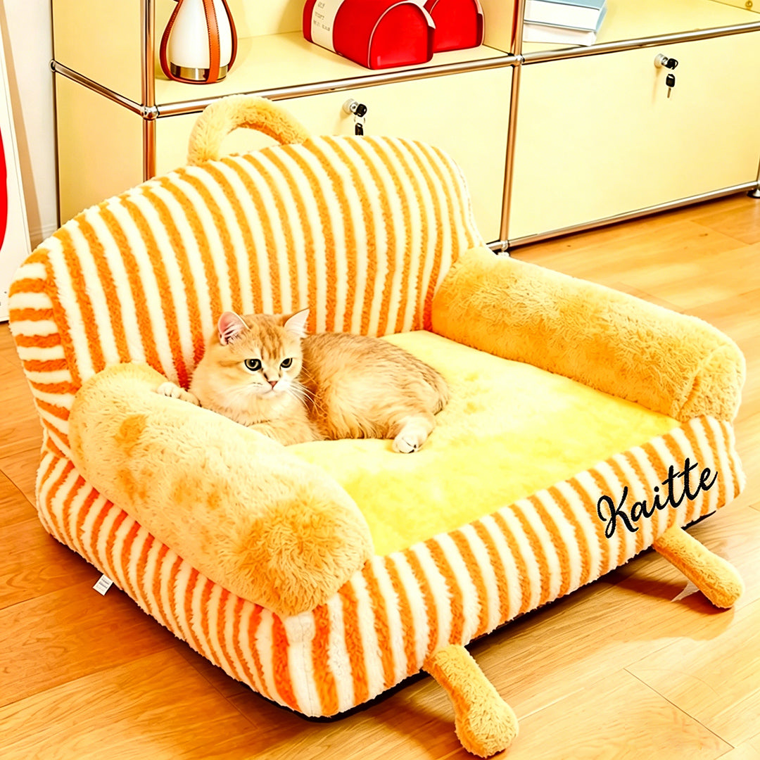 Personalized Embroidery Striped Pet Sofa Bed