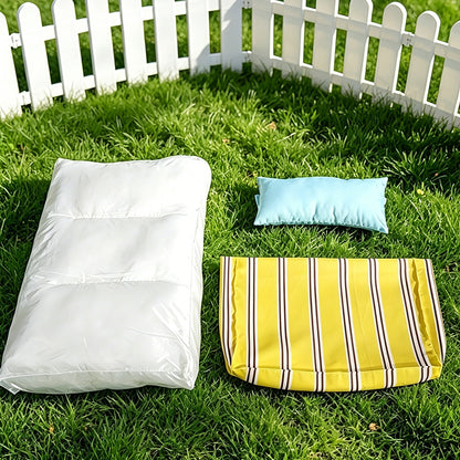 Personalized Waterproof Striped Pet Bed with Pillow