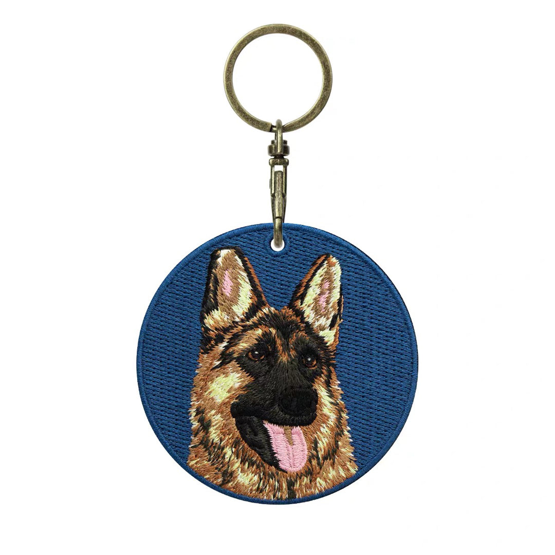 Personalized Custom Embroidered Pet Portrait Keychain