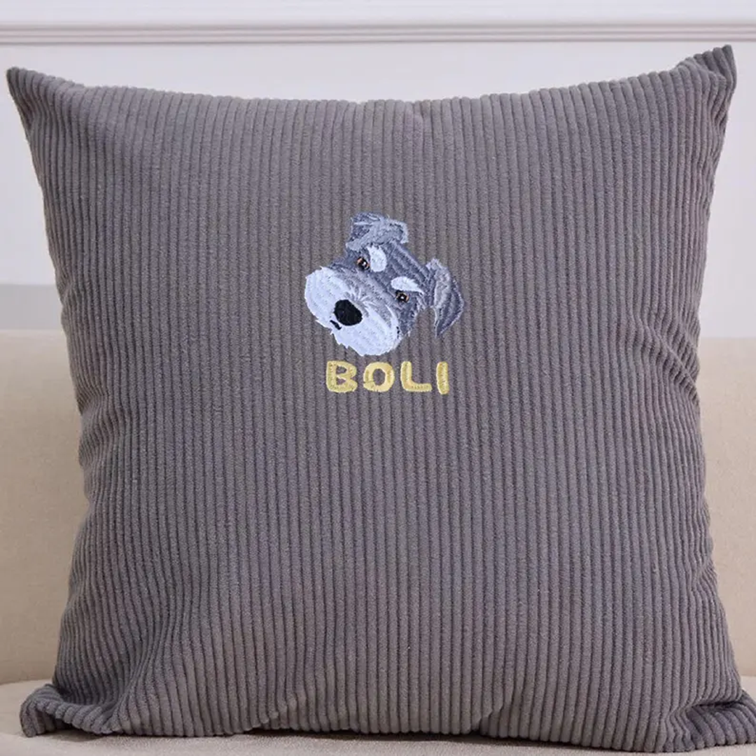 Custom Embroidered Pet Portrait Pillow