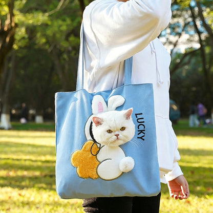 Personalized Embroidered Name Cute Cartoon Pet Tote Bag
