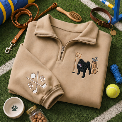 Personalized Golf Dog Breed Quarter Zip Sweatshirt