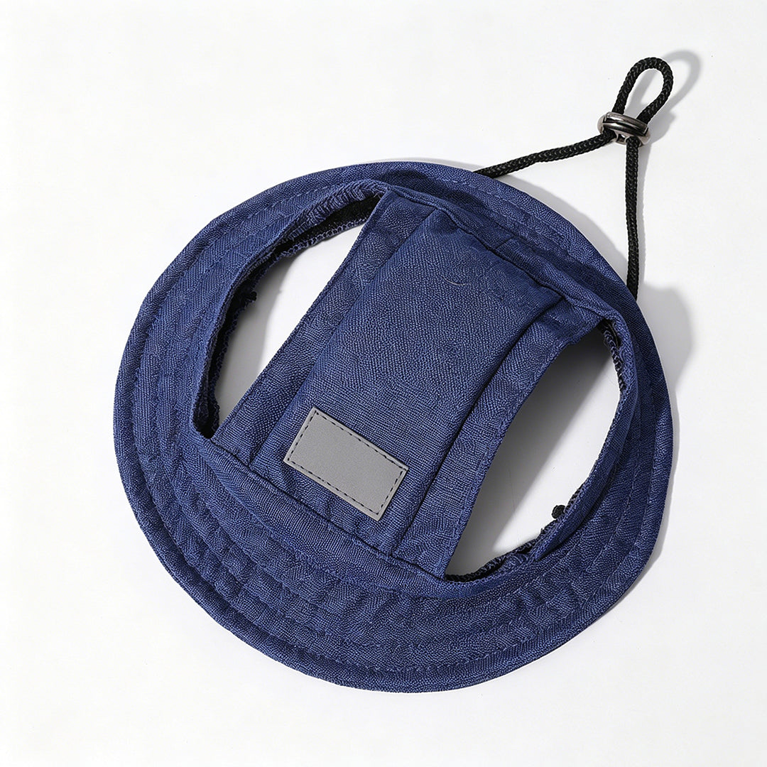Personalized Custom Ear-Hole, Sun-Protective, Linen-Look Denim-Style Sun Hat for Dogs