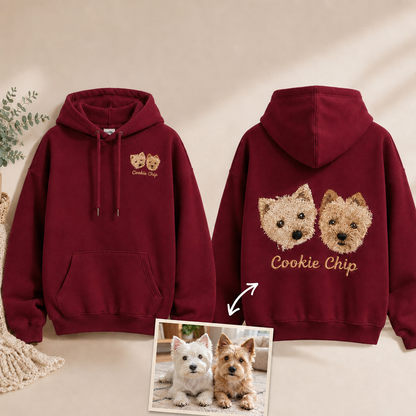 Puptailor Personalized Front & Back Pet Portrait Embroidered Hoodie