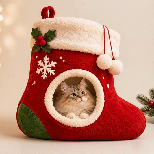 Christmas Stocking Cat Cave Bed