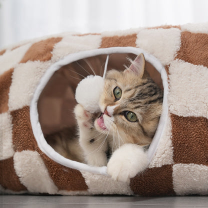 2-in-1 Foldable Cat Play Tunnel and Cozy Cat Bed