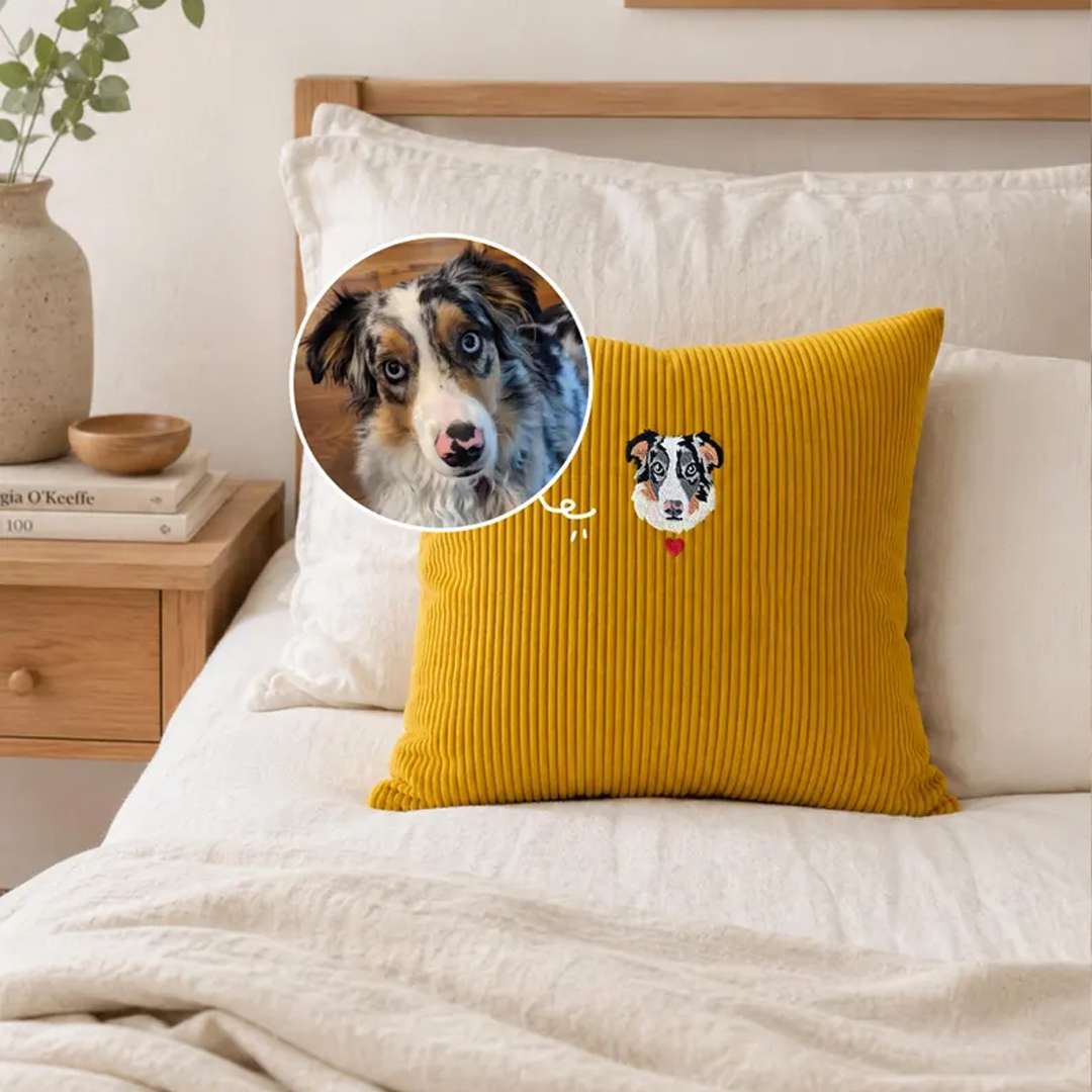 Custom Embroidered Pet Portrait Pillow