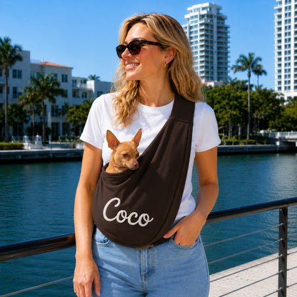 Personalized Embroidery Name Cotton Pet Sling Carrier