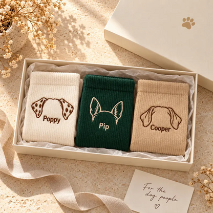 Personalized Dog Ear Embroidered Crew Socks