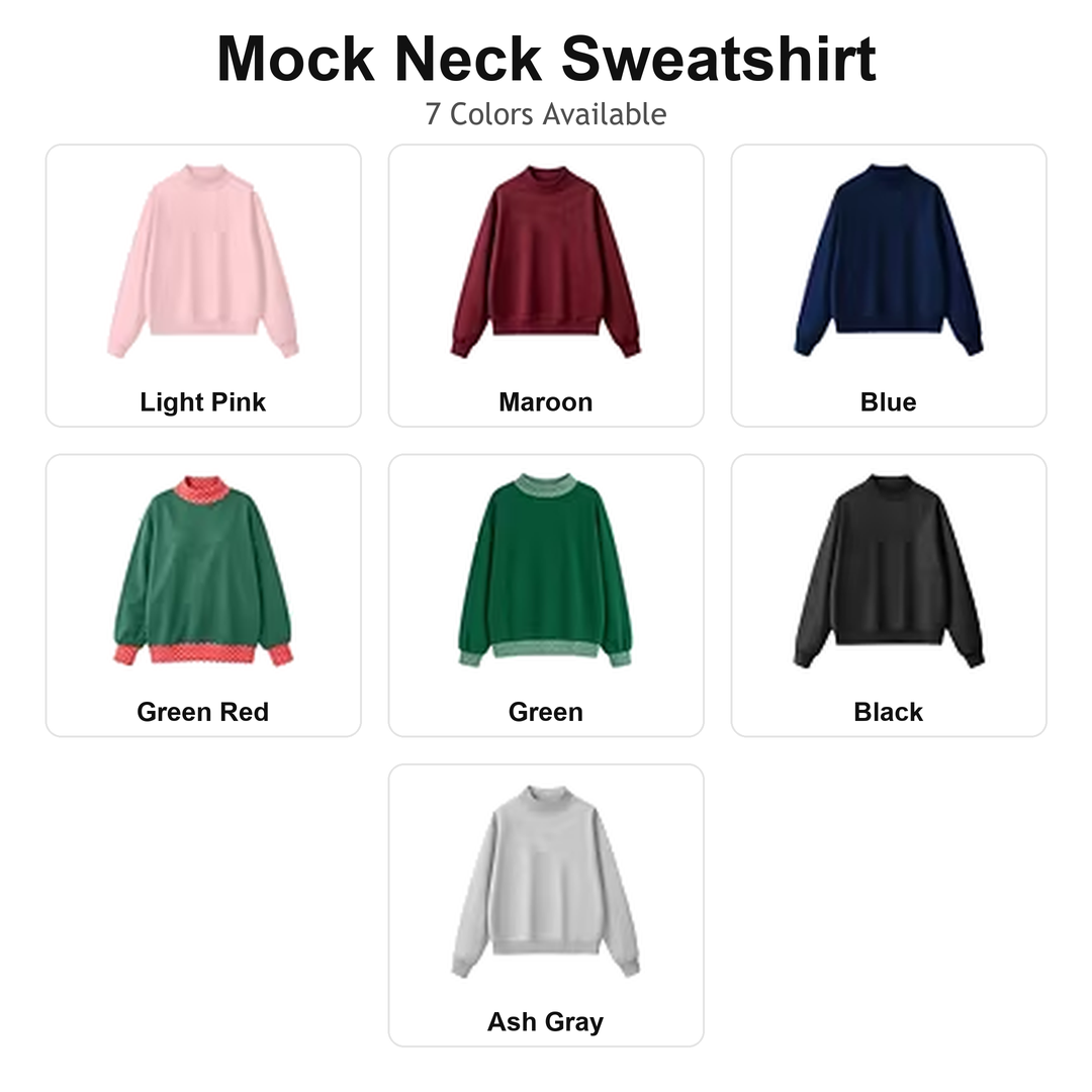 Custom Gingham Heart Pet Portrait Mock Neck Sweatshirt