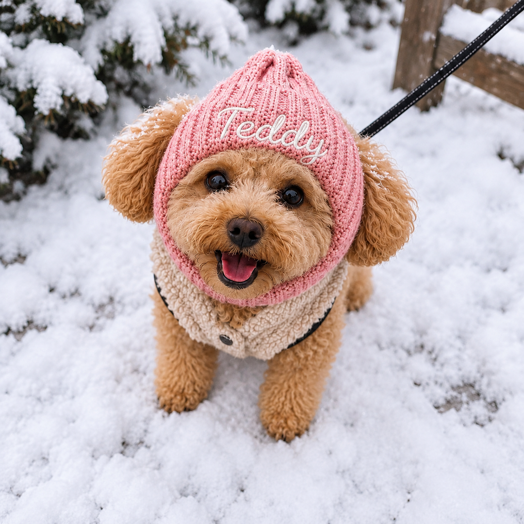 Personalized Embroidered Dog Beanie with Ear Holes
