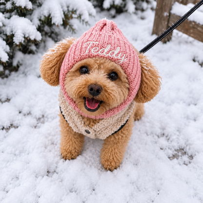 Personalized Embroidered Dog Beanie with Ear Holes
