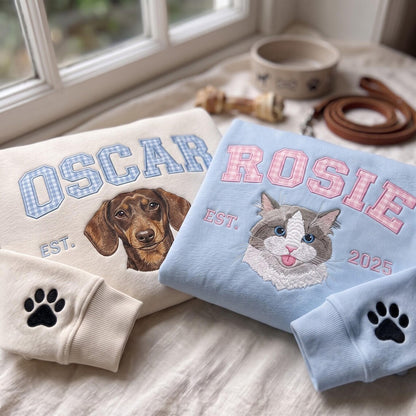 Puptailor Personalized Varsity Pet Face Sweatshirt