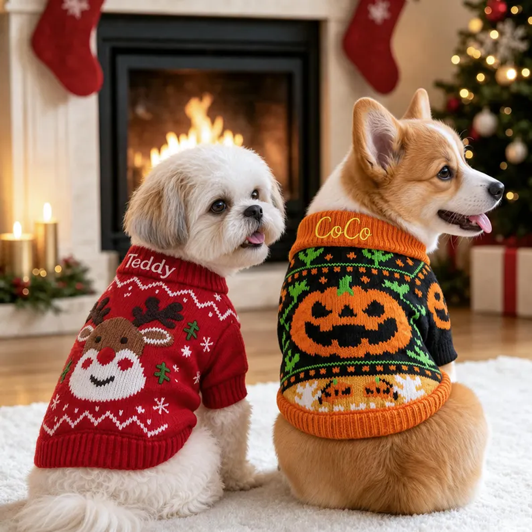 Personalized Holiday Knit Pet Sweater