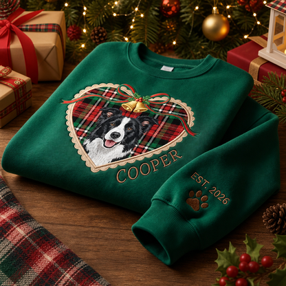 Custom Locket Heart Pet Portrait Christmas Sweatshirt