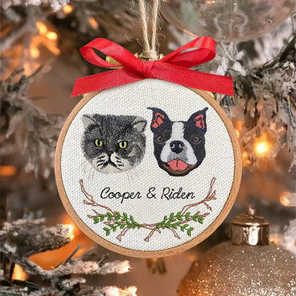 Custom Two-Pet Realistic Portrait Ornament