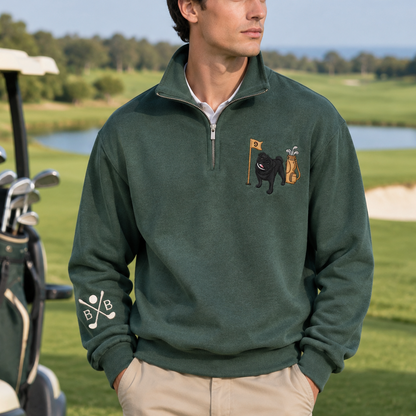 Personalized Golf Dog Breed Quarter Zip Sweatshirt