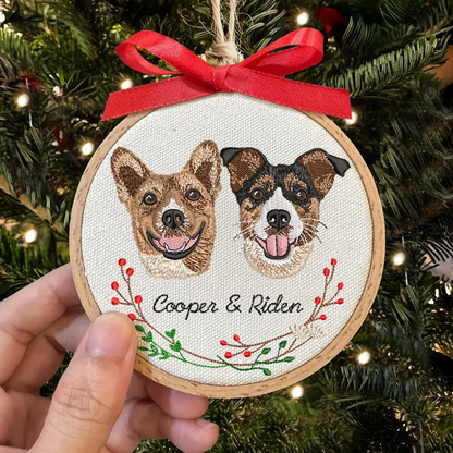 Custom Two-Pet Realistic Portrait Ornament