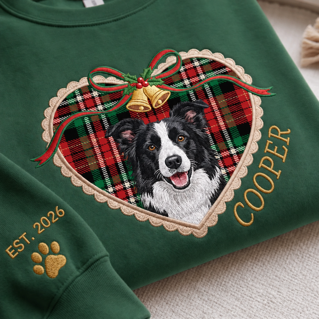 Custom Locket Heart Pet Portrait Christmas Sweatshirt