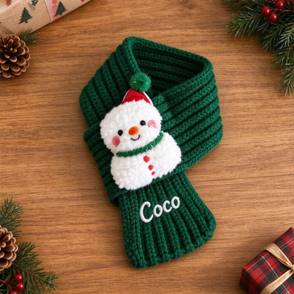 Personalized Knit Christmas Pet Scarf