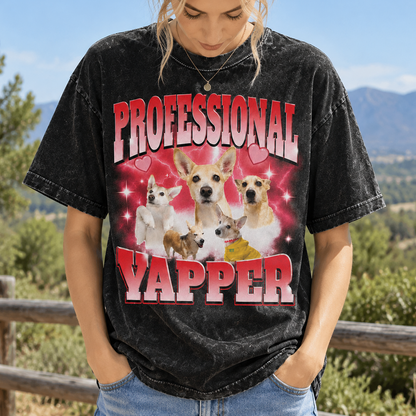 Custom Professional Yapper Pet Portrait Washed T-Shirt
