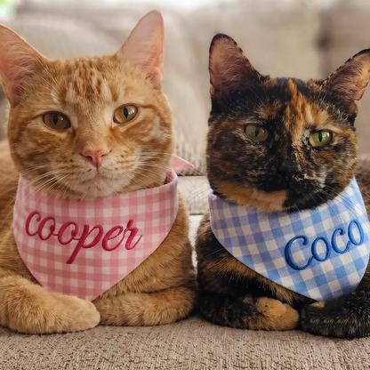 Personalized Embroidered Gingham Pet Bandana