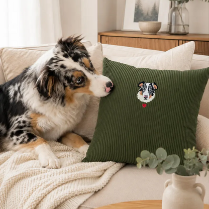 Custom Embroidered Pet Portrait Pillow