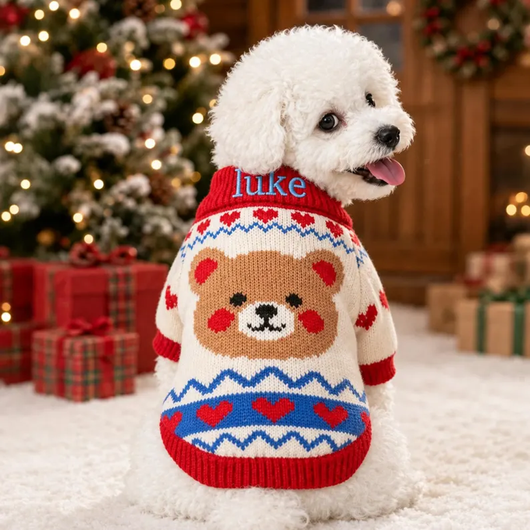 Personalized Holiday Knit Pet Sweater