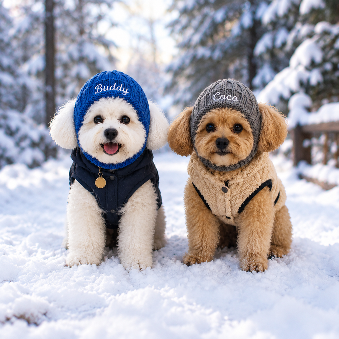 Personalized Embroidered Dog Beanie with Ear Holes