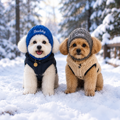 Personalized Embroidered Dog Beanie with Ear Holes