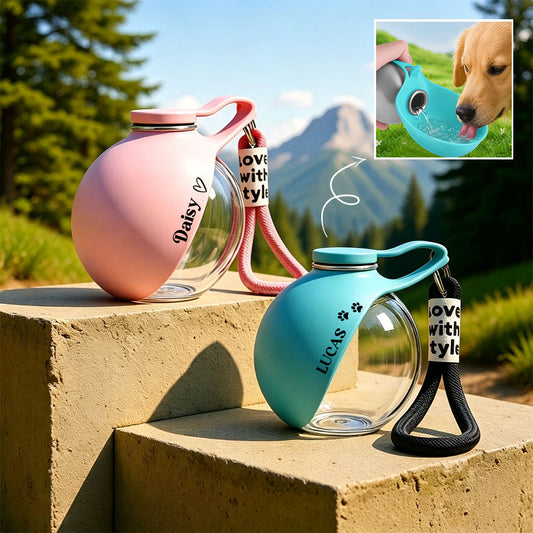 Personalized Custom Outdoor Round Portable Water Dispenser for Cats and Dogs