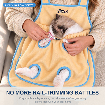Puptailor Personalized Cat Cuddle Apron-Wearable Lap Protector For Brushing, Grooming And Nail Trimming