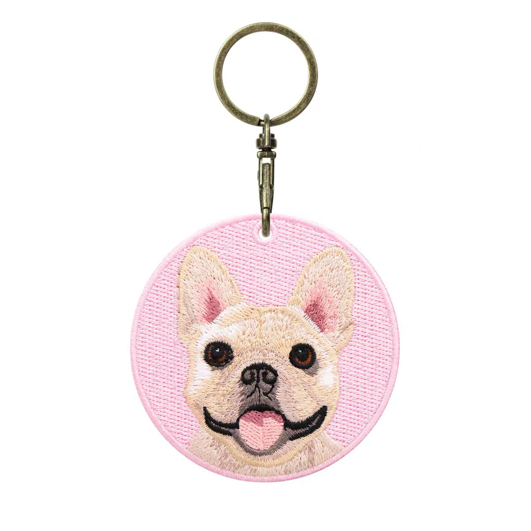 Personalized Custom Embroidered Pet Portrait Keychain