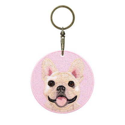 Personalized Custom Embroidered Pet Portrait Keychain