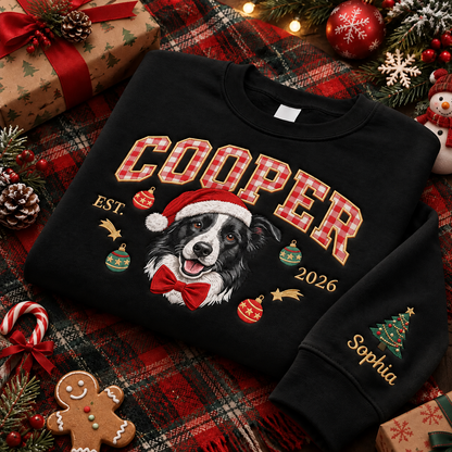 Custom Gingham Letter Pet Portrait Christmas Sweatshirt