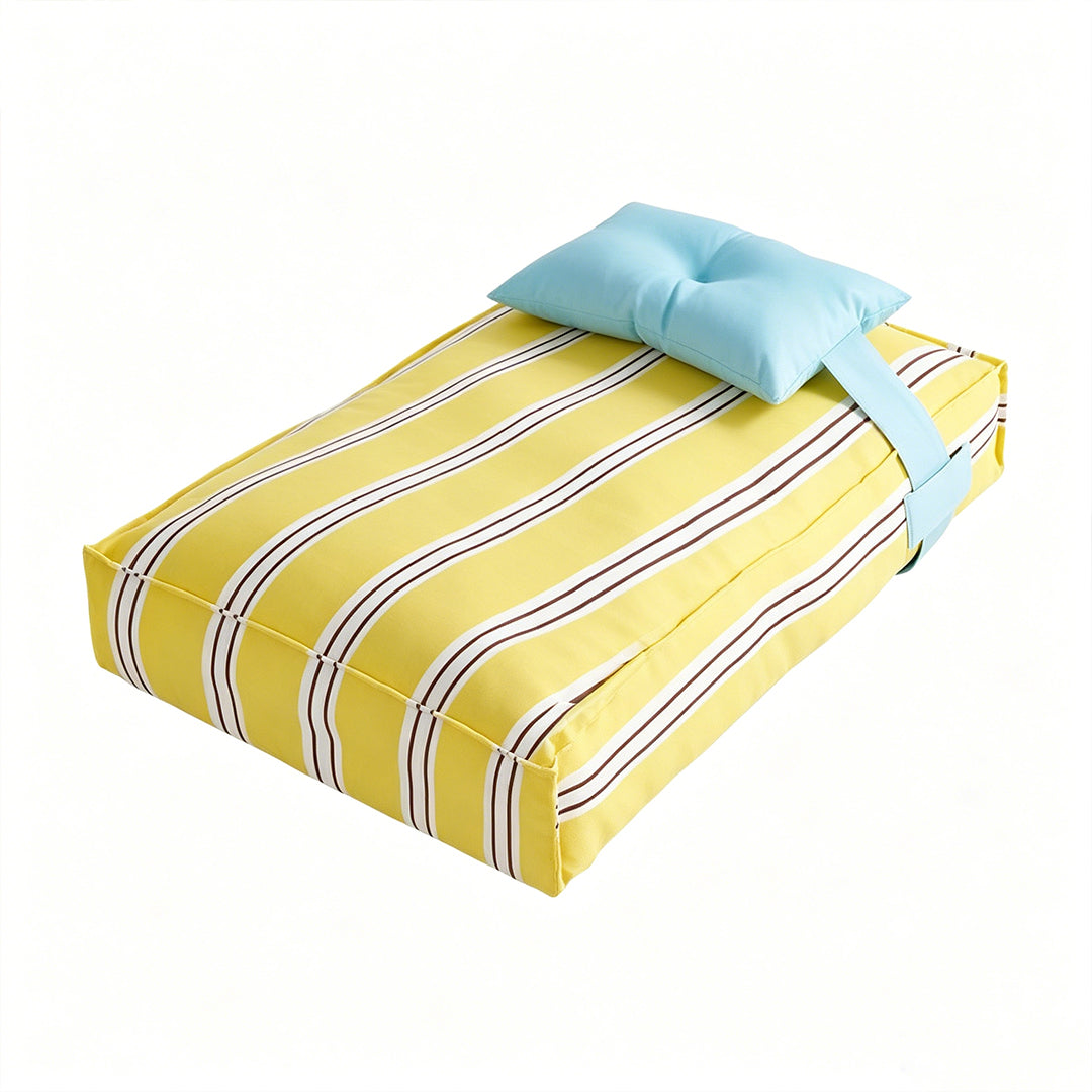 Personalized Waterproof Striped Pet Bed with Pillow