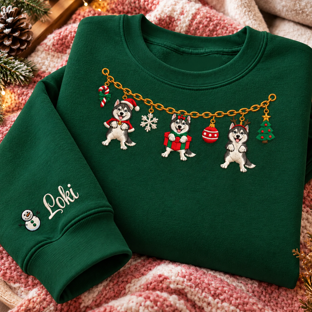 Personalized Dog Garland Christmas Sweatshirt