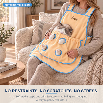 Puptailor Personalized Cat Cuddle Apron-Wearable Lap Protector For Brushing, Grooming And Nail Trimming